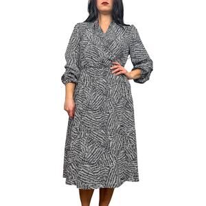A New Day Black & White Abstract A-Line Dress with Pockets
